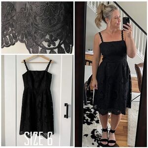 White House Black Market Black Crochet Lace Cocktail Dress Size 6